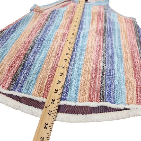 W5 Anthropologie Striped Colorful Knit Fringe Boho Sleeveless Halter Top Small - Picture 7 of 9